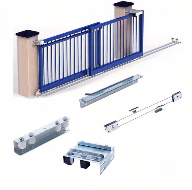 Kit accessori per cancello scorrevole telescopico a 2 ante da 9 metri colore blu Senza Marca
