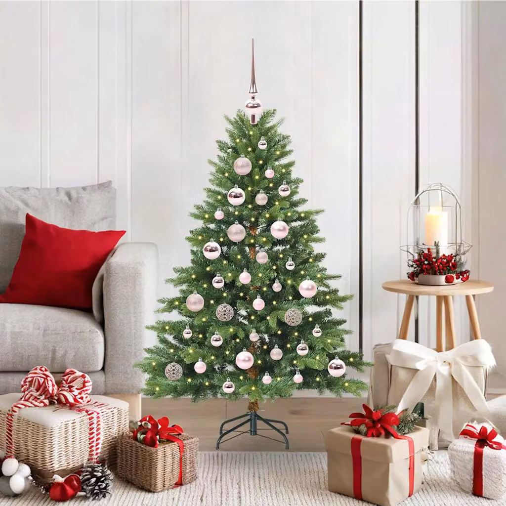 Albero di Natale artificiale vidaXL verde con 150 LED luce bianca calda in PE e PVC, Altezza: 120 cm