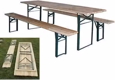 SET BIRRERIA TAVOLO E PANCHE RICHIUDIBILI CM.220X70X76H PICNIC SUPER OFFERTA