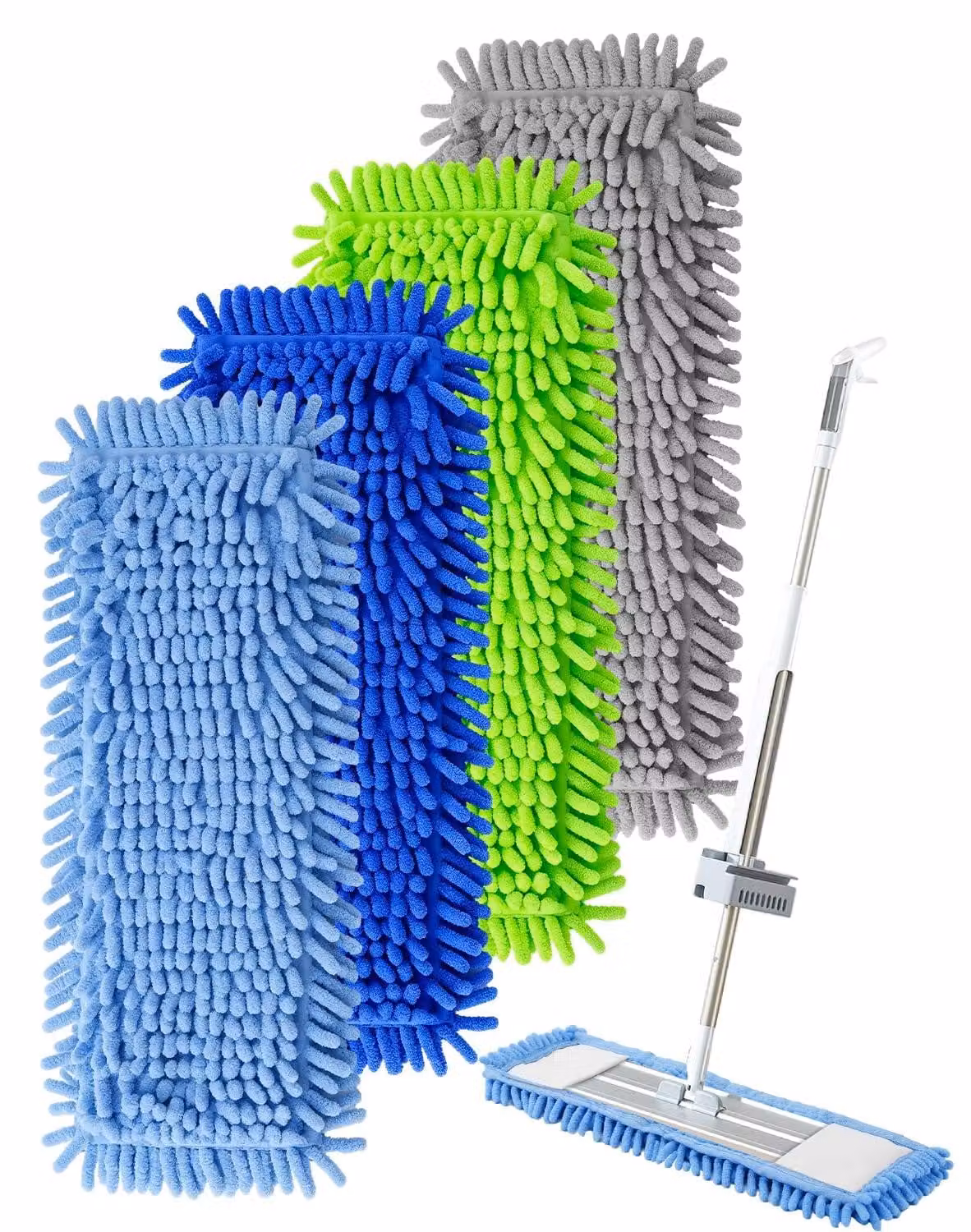 4 coperture per mop piatti da 40 cm, in microfibra di spugna
