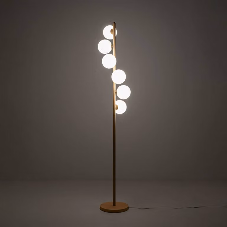 KARE Lampada da terra di design Scala Balls, Crema / Ambra, Soggiorno / Sala da pranzo, Vetro, Design, Lampada da terra