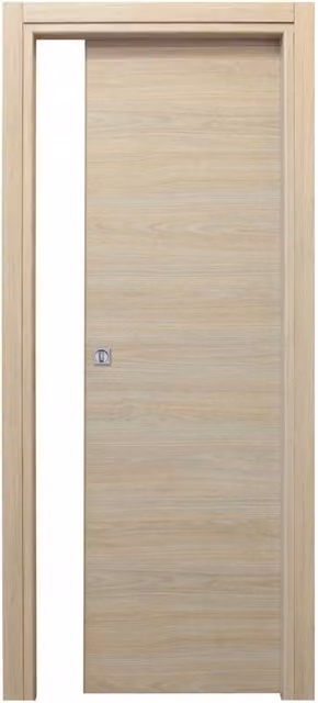 Porta Scorrevole Microtec in Rovere Bianco e Beige, Design Moderno in MDF, L: 70 cm x H: 210 cm