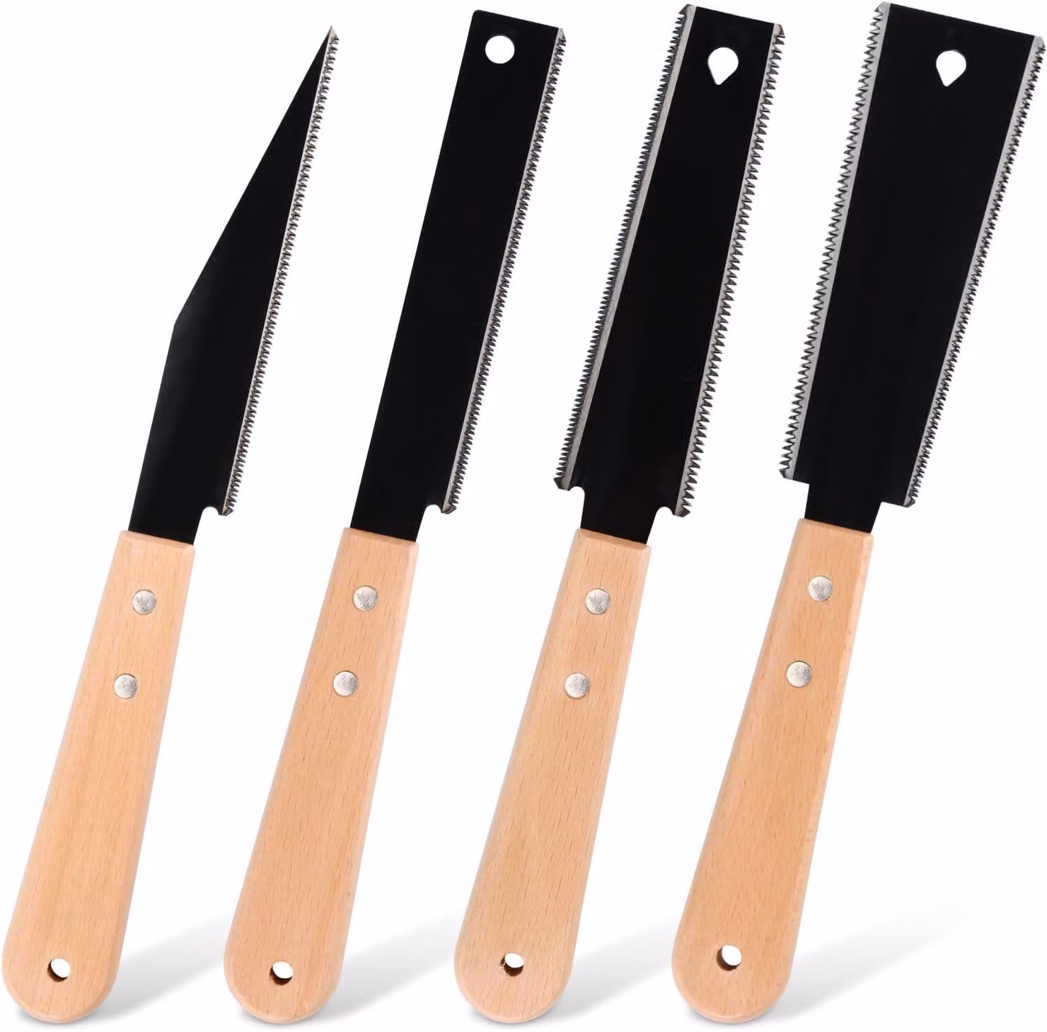 Set di seghe a mano, 4 pezzi, 15 cm, con denti bilaterali, per lavori in legno