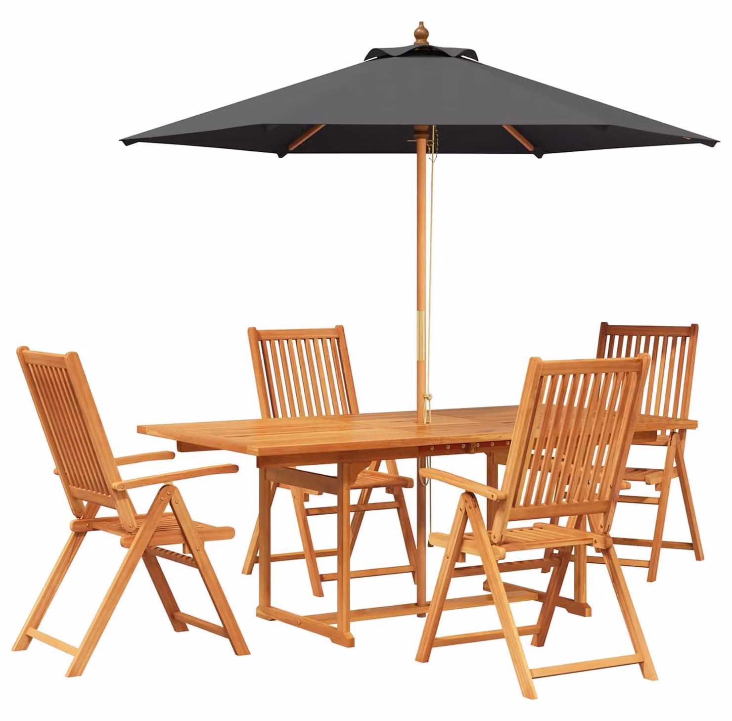 Set da esterno per giardino con ombrellone, composto da 6 sedie e un tavolo per 4 persone