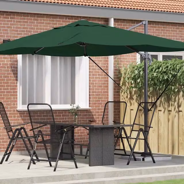 Ombrelloneda-Ombrello da giardino balcone Verde 351 x 250 x 260 cm Poliestere e Alluminio