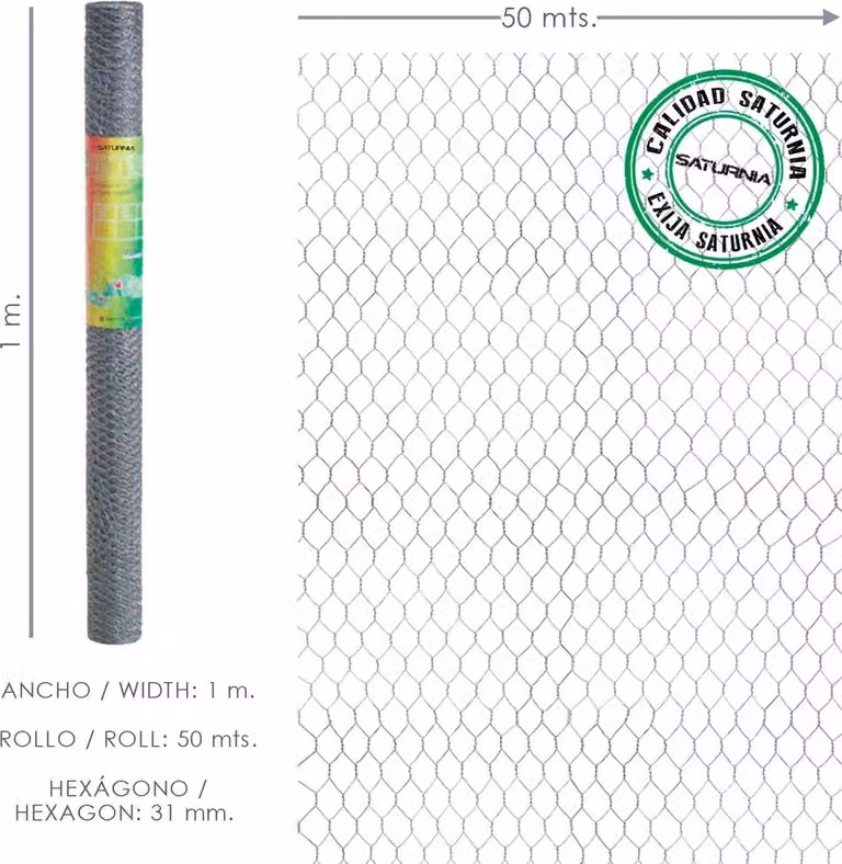 Rete metallica a tripla torsione 31/100 cm. rotolo da 50 metri per uso domestico