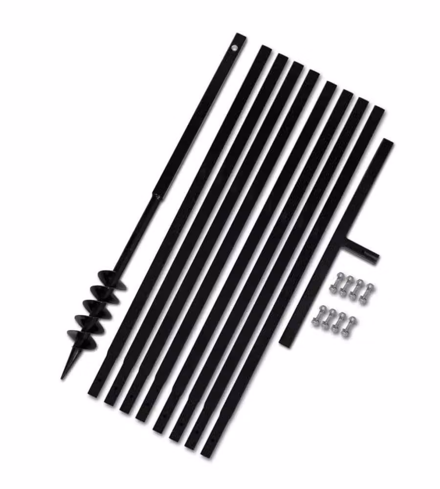 vidaXL Trapano da terra manuale in acciaio con manico 80 mm e tubo di prolunga da 9 m, colore nero – 2
