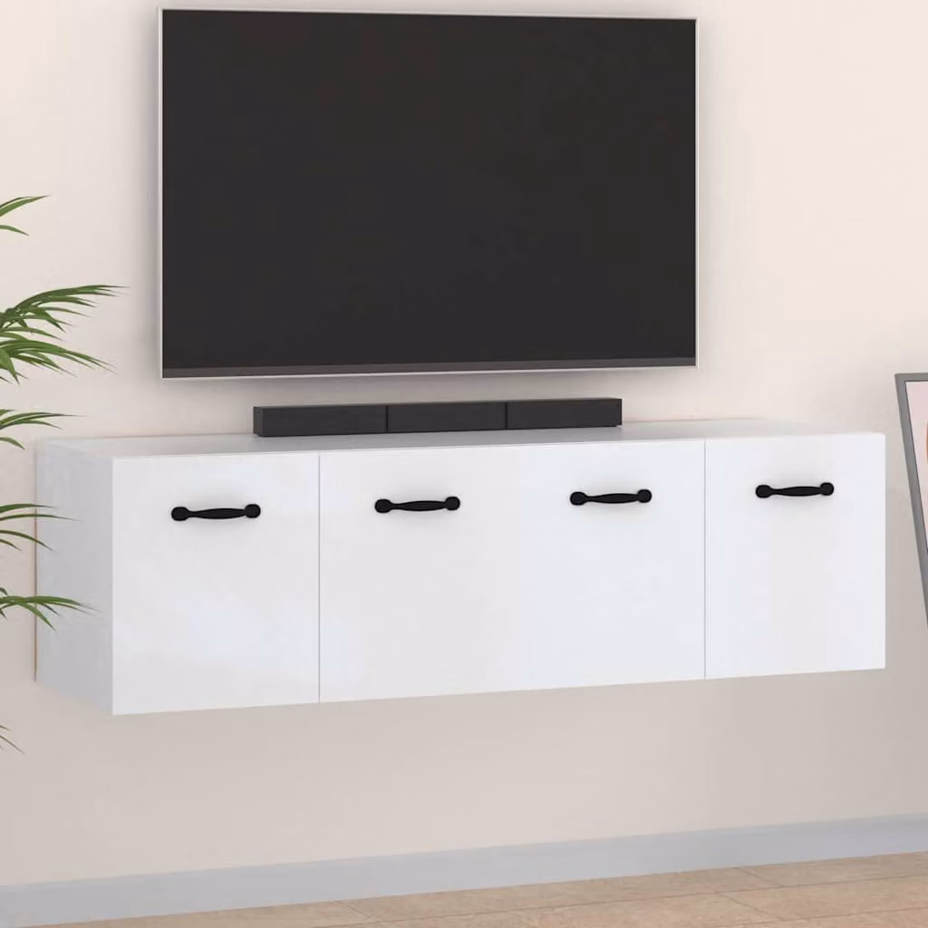 Set di 2 mobili da parete vidaXL bianchi in legno e MDF con ante a battente, L 80 cm x P 35 cm x H 36,5 cm