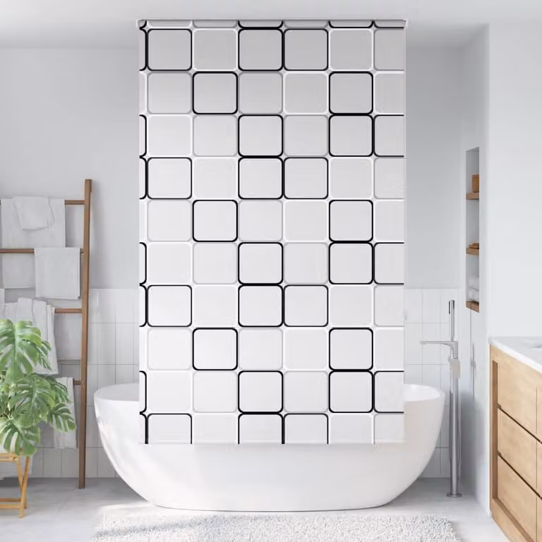 vidaXL Tenda a Rullo per Doccia Opaca Multicolore L: 130 cm, H: 240 cm