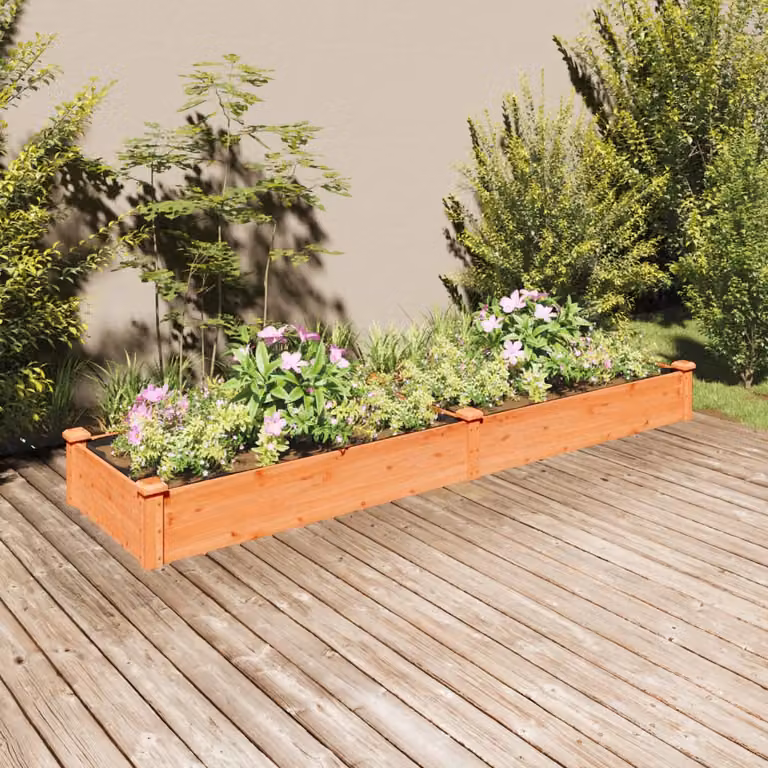 Fioriera da giardino rialzata vidaXL in legno di abete massello con fodera marrone L: 240 cm, P: 60 cm, H: 25 cm