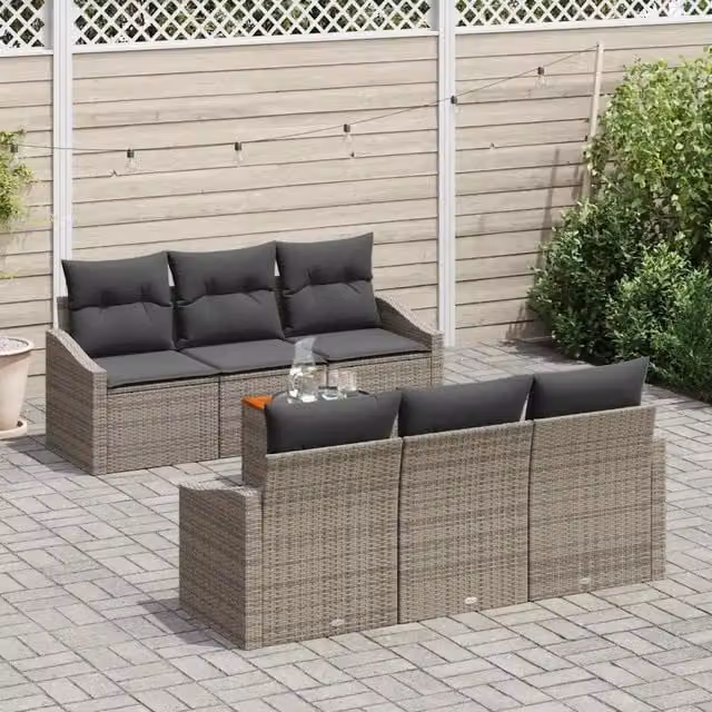 Set Divano da Giardino 7 pz Grigio polyrattan 3347776