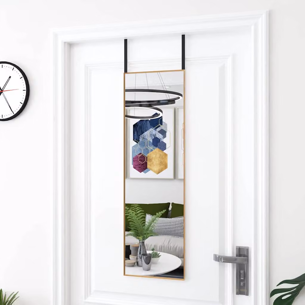 Specchio da parete rettangolare vidaXL in vetro e metallo oro, L: 30 cm, H: 100 cm