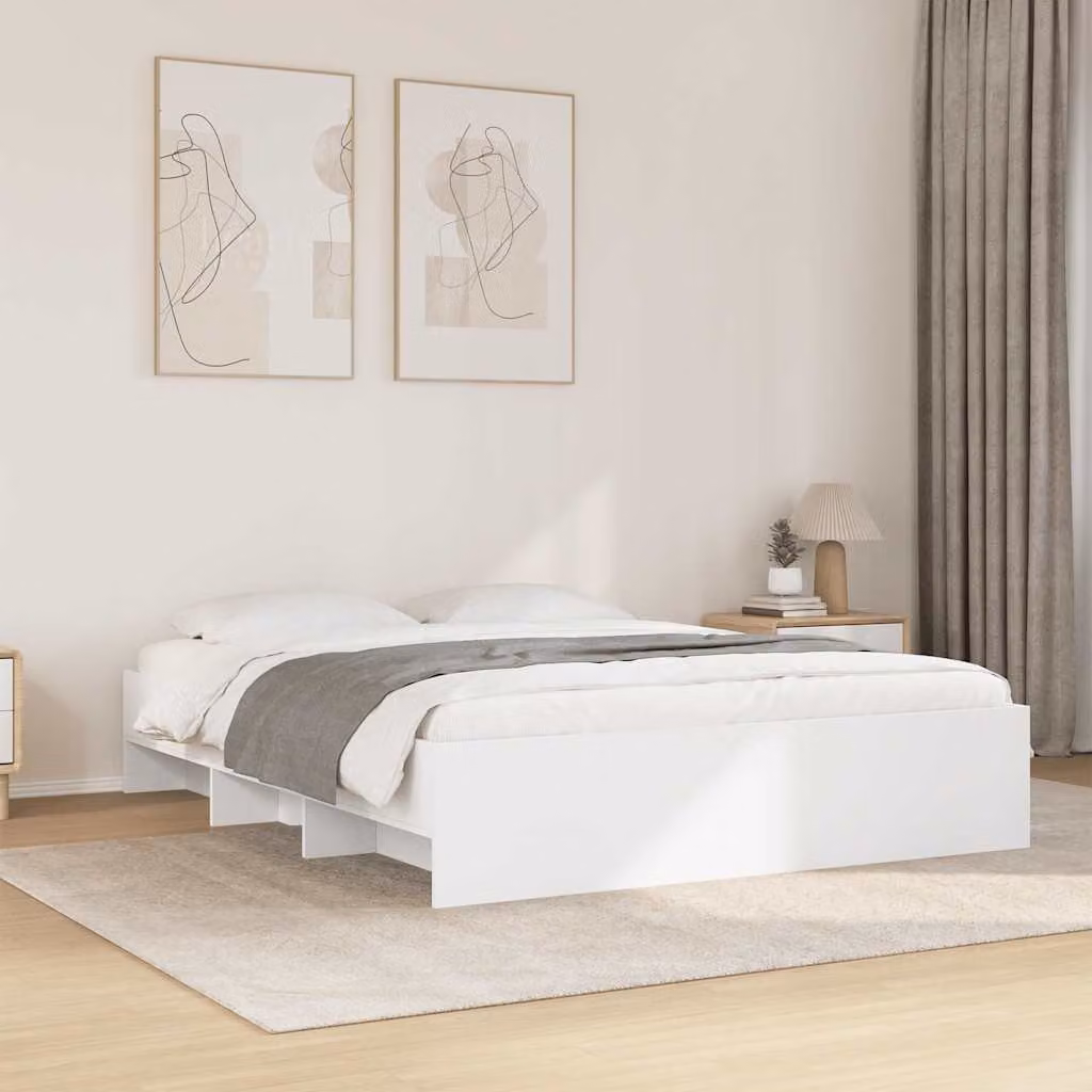 vidaXL Giroletto Bianco in Legno Multistrato con Doghe Rigide L: 150 cm, P: 200 cm, H: 35 cm – 1
