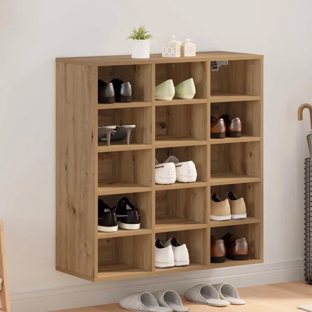 Scarpiera moderna vidaXL in legno marrone con ripiani piatti L: 77,5 cm, P: 30 cm, H: 83,5 cm