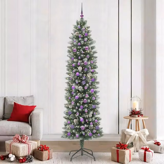 Albero di Natale artificiale moderno vidaXL con luci LED bianco caldo, verde e bianco, Altezza: 240 cm