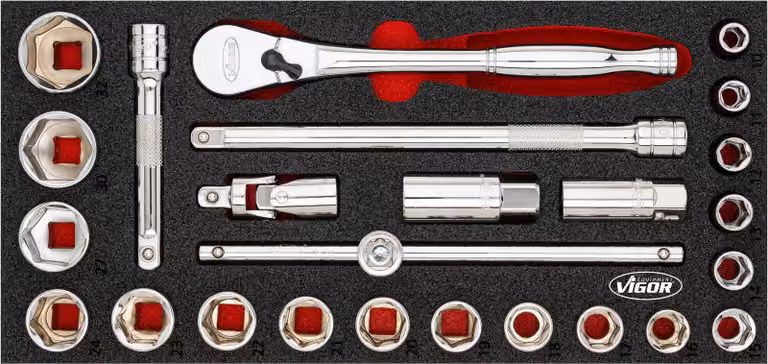 VIGOR set di chiavi a bussola V4975N set di 25 pezzi 10 - 32 mm