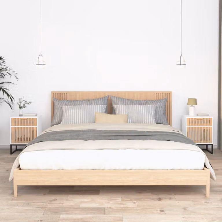 Set di 2 comodini bianchi vidaXL in legno e metallo in stile scandinavo L/P/H: 40 x 30 x 55,5 cm