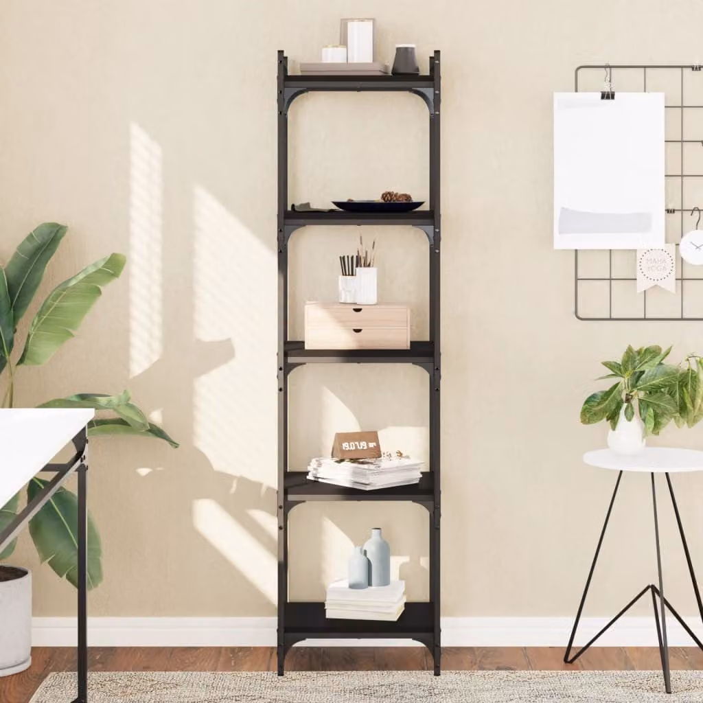 Libreria a 5 Ripiani vidaXL in Stile Industrial, Colore Nero, L/P/H: 40 x 30 x 154 cm