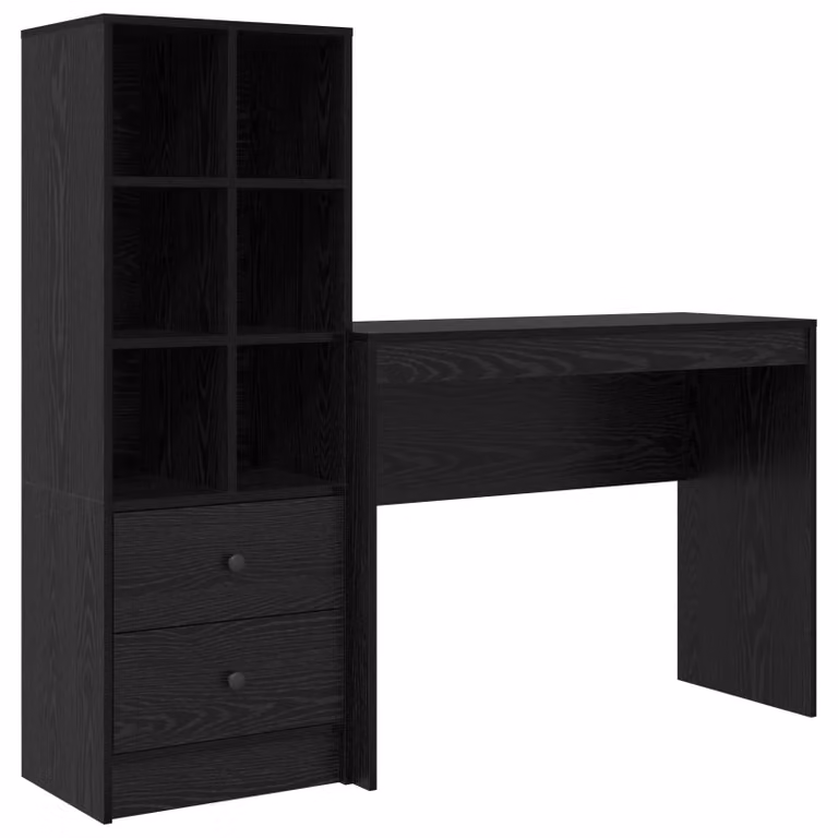 Scrivania con cassetto con lo scaffale 2 pcs Rovere Nero