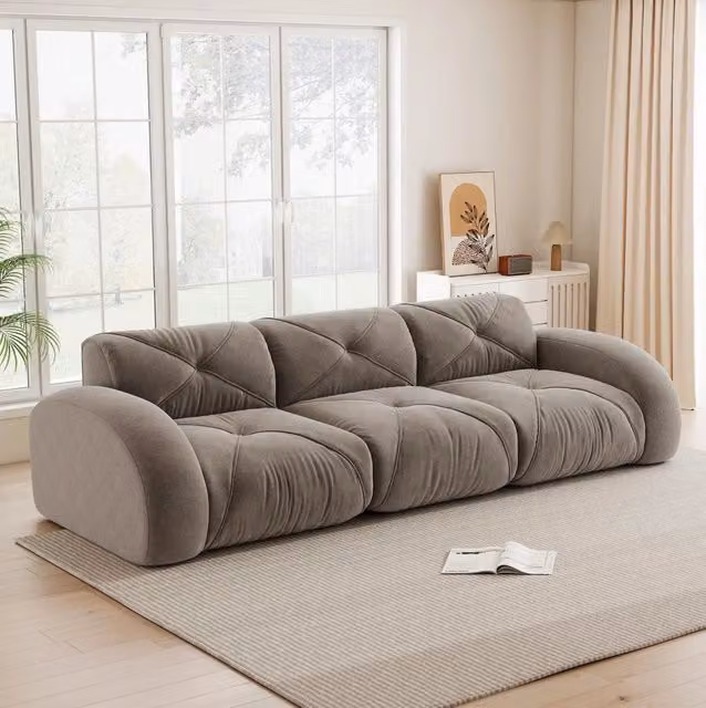 Divano modulare 281x95x76 cm senza struttura in chenille taupe
