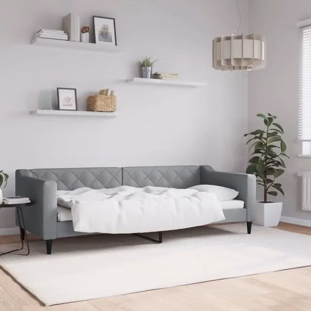 Letto da giorno moderno vidaXL in tessuto grigio per camera da letto o soggiorno