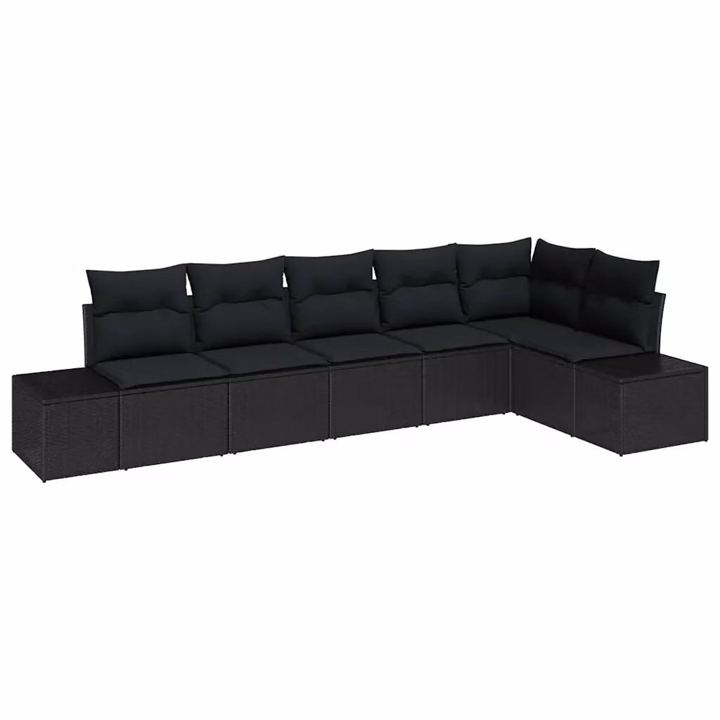 Set Divano da Giardino a L con 6 Sedute vidaXL Nero con Cuscini e Struttura in Metallo – 2