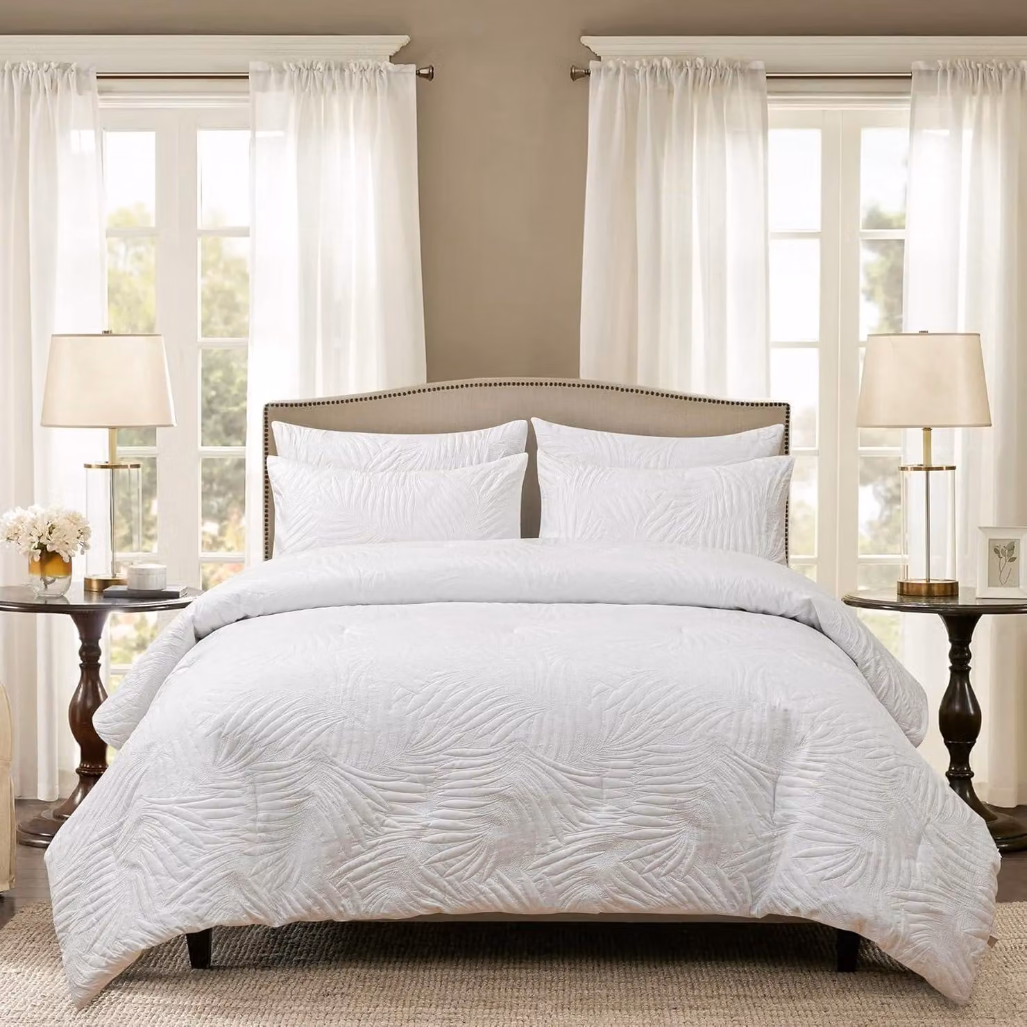 Copertura per letto per tutto l'anno, 135 x 200 cm, per lettino da bambino, 400 g/m², in microfibra, con federa 80 x 80 cm, colore bianco