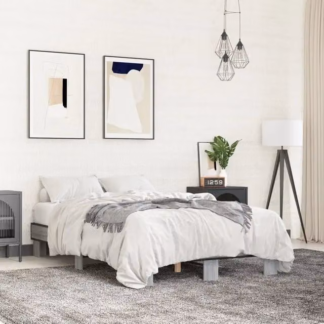 Giroletto-Struttura Letto Grigio Sonoma 140x200 cm in Legno Multistrato Metallo 523965