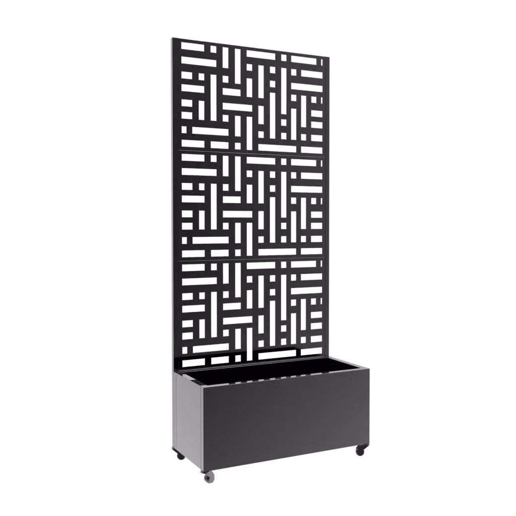 Fioriera con Spalliera Bernalda casa.pro in Acciaio Grigio Antracite con 4 Rotelle L: 190 cm, P: 82 cm, H: 38 cm – 2