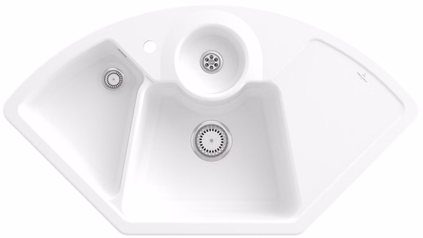 Lavello angolare V&B Solo angolare con scarico, manuale, bianco CeramicPlus