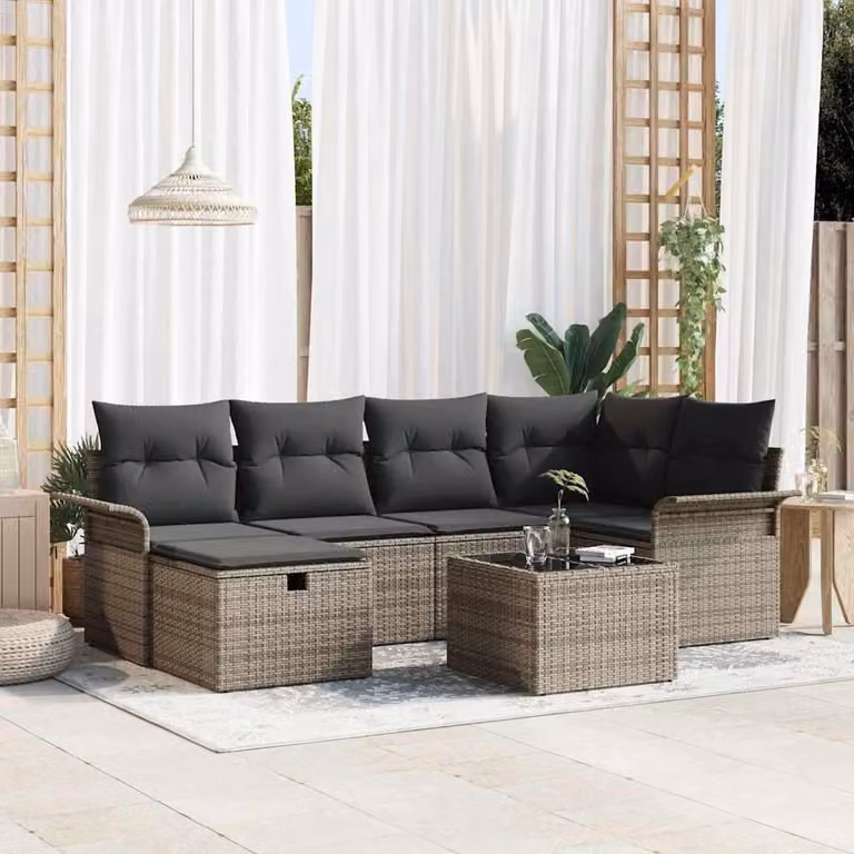 Maison Exclusive - Set da giardino composto da 7 pezzi, divano in rattan sintetico
