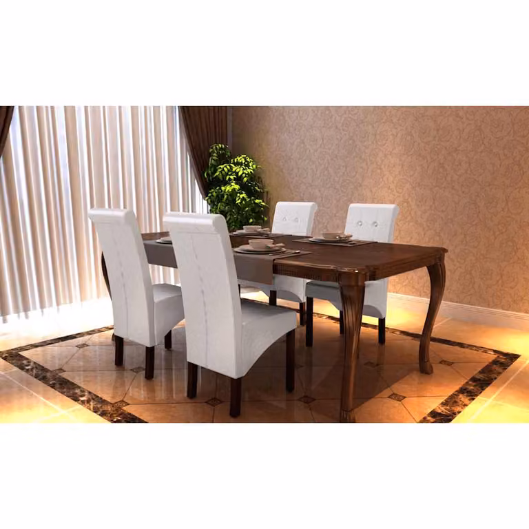 vidaXL Sedie da Pranzo 4 pz Bianche in Similpelle