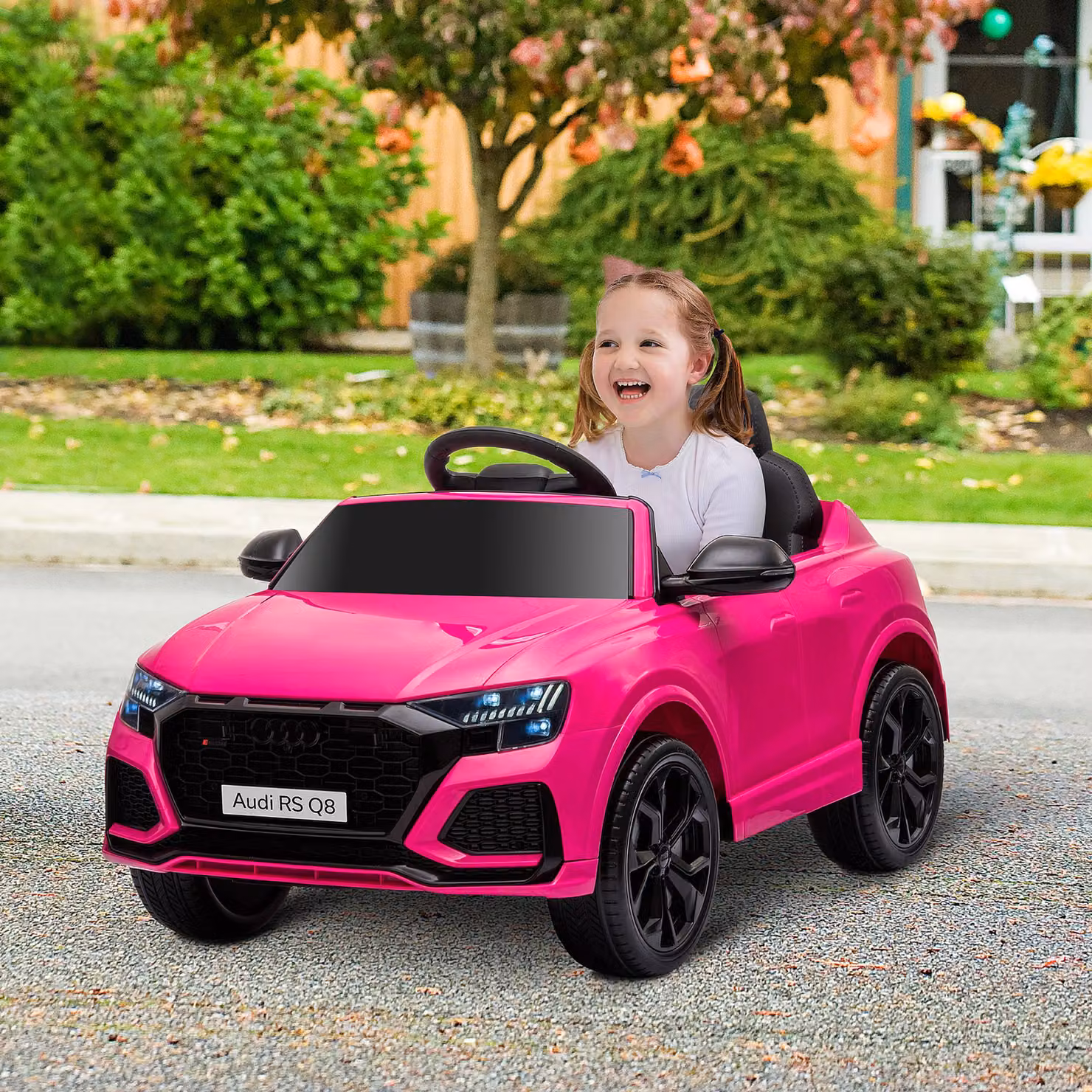 Macchina Elettrica Audi RS Q8 HOMCOM per Bambini 3-5 Anni, 6V, con Telecomando e Musica, Rosa – 2