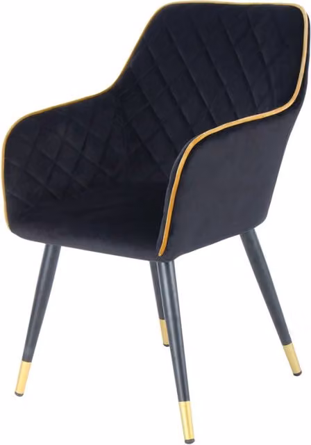 Poltroncina Amino in velluto verde con gambe nere e oro