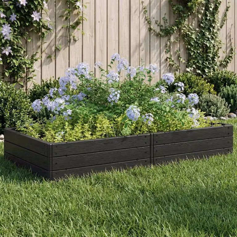 Letto rialzato vidaXL per orto e giardino, colore nero, L: 151 cm, P: 75,5 cm, H: 25 cm