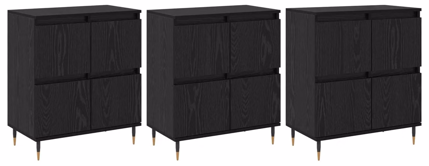 Armadio 3 pcs Rovere Nero 60 x 35 x 70 cm
