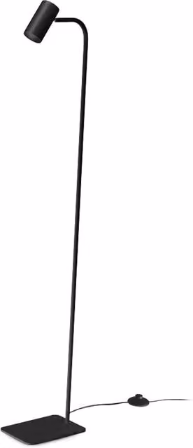 Lampada da terra Ideal Lux Ginger nera con tecnologia LED e paralume cilindrico in metallo e PVC
