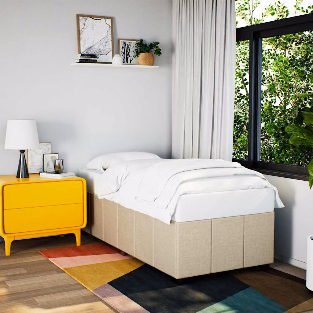 vidaXL Giroletto senza Materasso in Tessuto Beige L: 100 cm, P: 200 cm