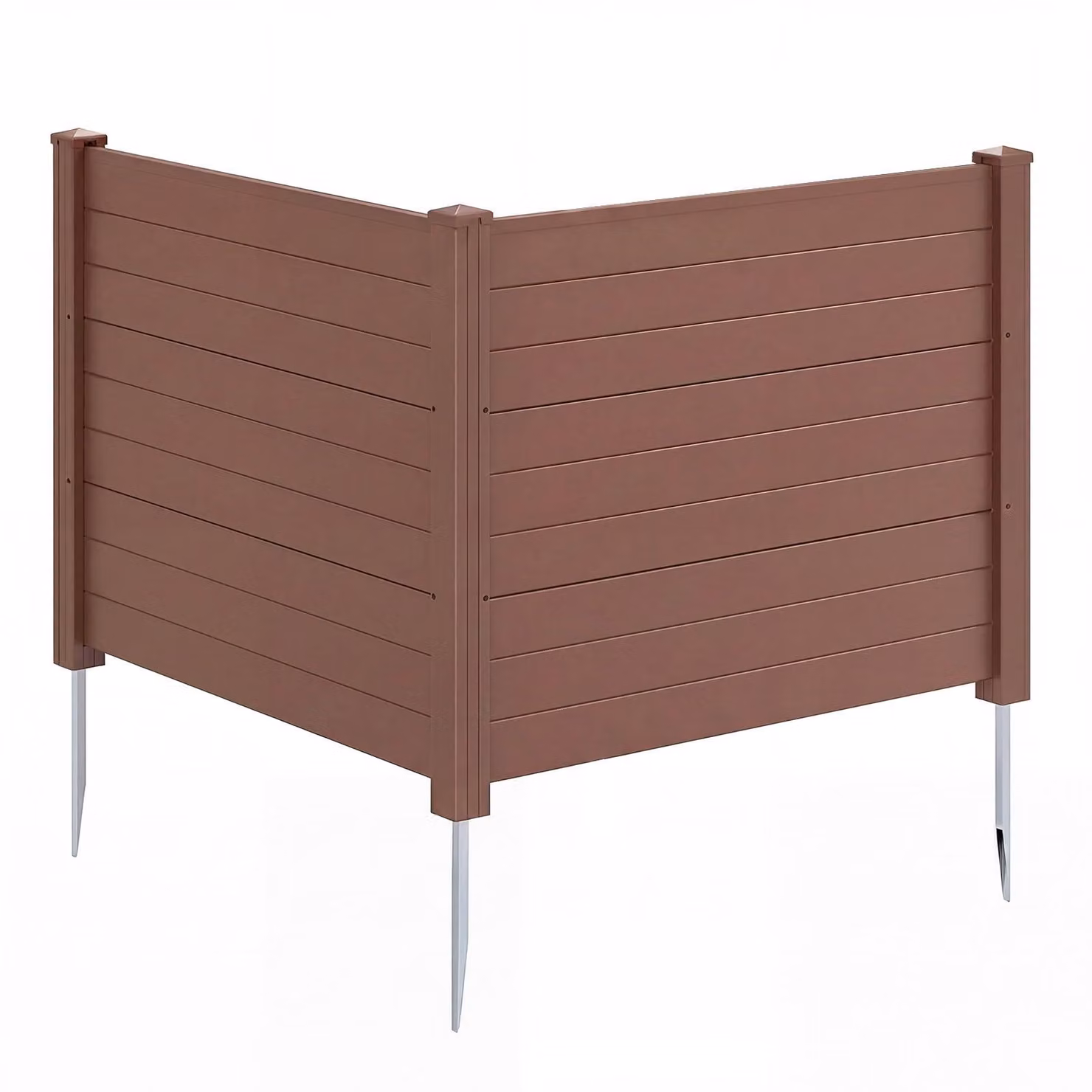 KOMFOTTEU, recinzione da giardino componibile, 2 pezzi, 122 x 95 cm, pannello divisorio con 3 pali in metallo zincato, recinzione autoportante senza necessità di scavi, recinzione decorativa freestanding, schermo per proteggere l'attrezzatura della piscin