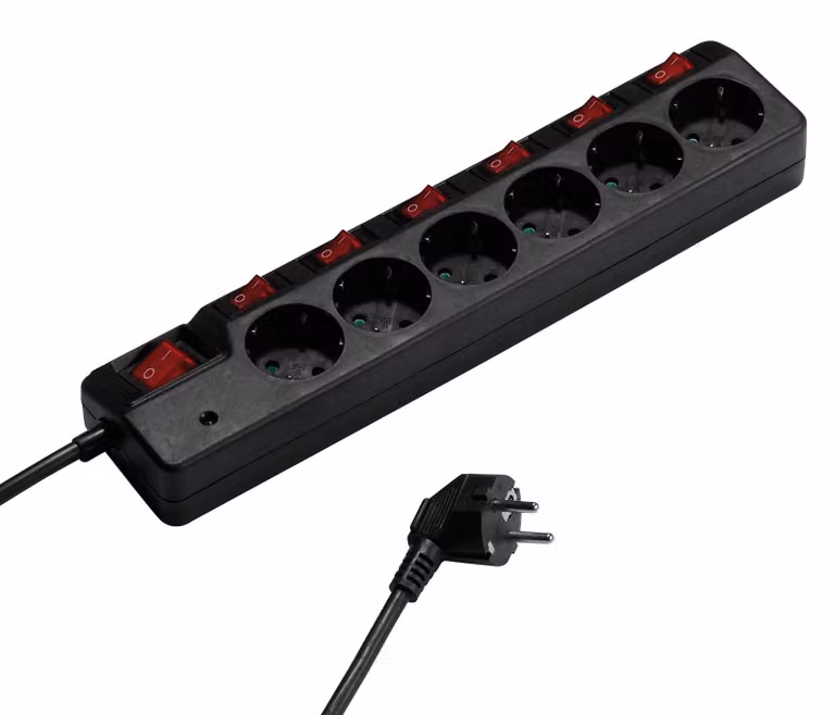 VIVanco™Multipresa 6 Schuko Con Interruttori Singoli, Cavo 1,8 M E Protezione