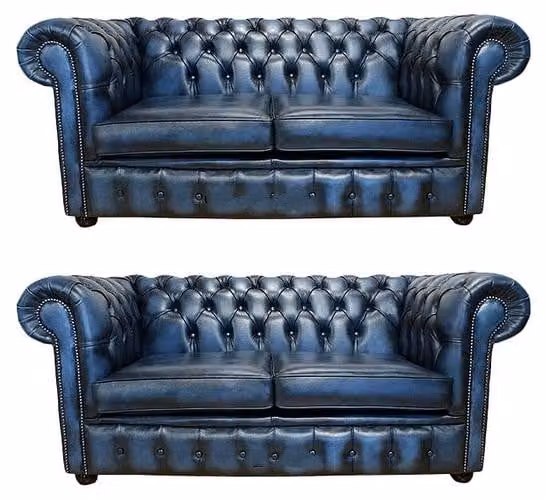 Chesterfield Design Luxus Polster Sofa Couch Sitz Garnitur Leder #164
