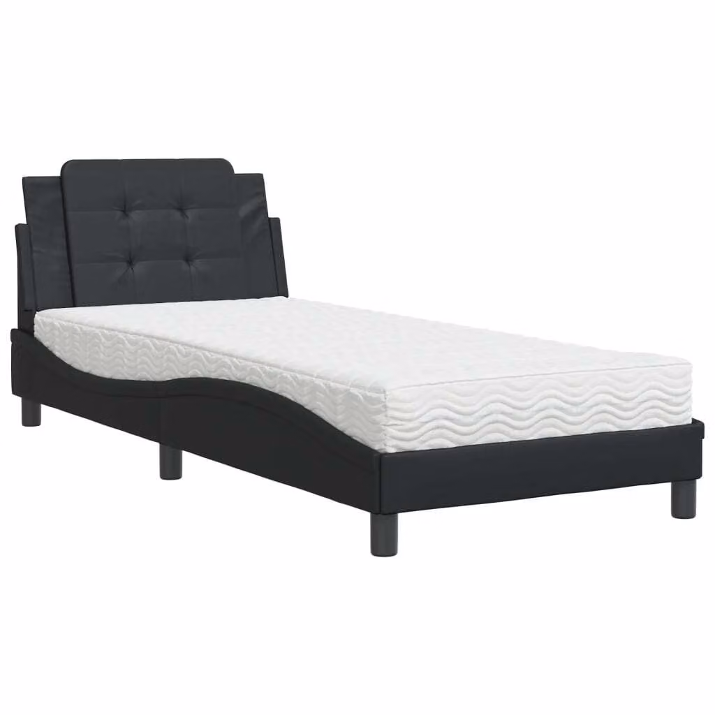 Giroletto senza Materasso Zadar Nero 90x200 cm in Pelle finta