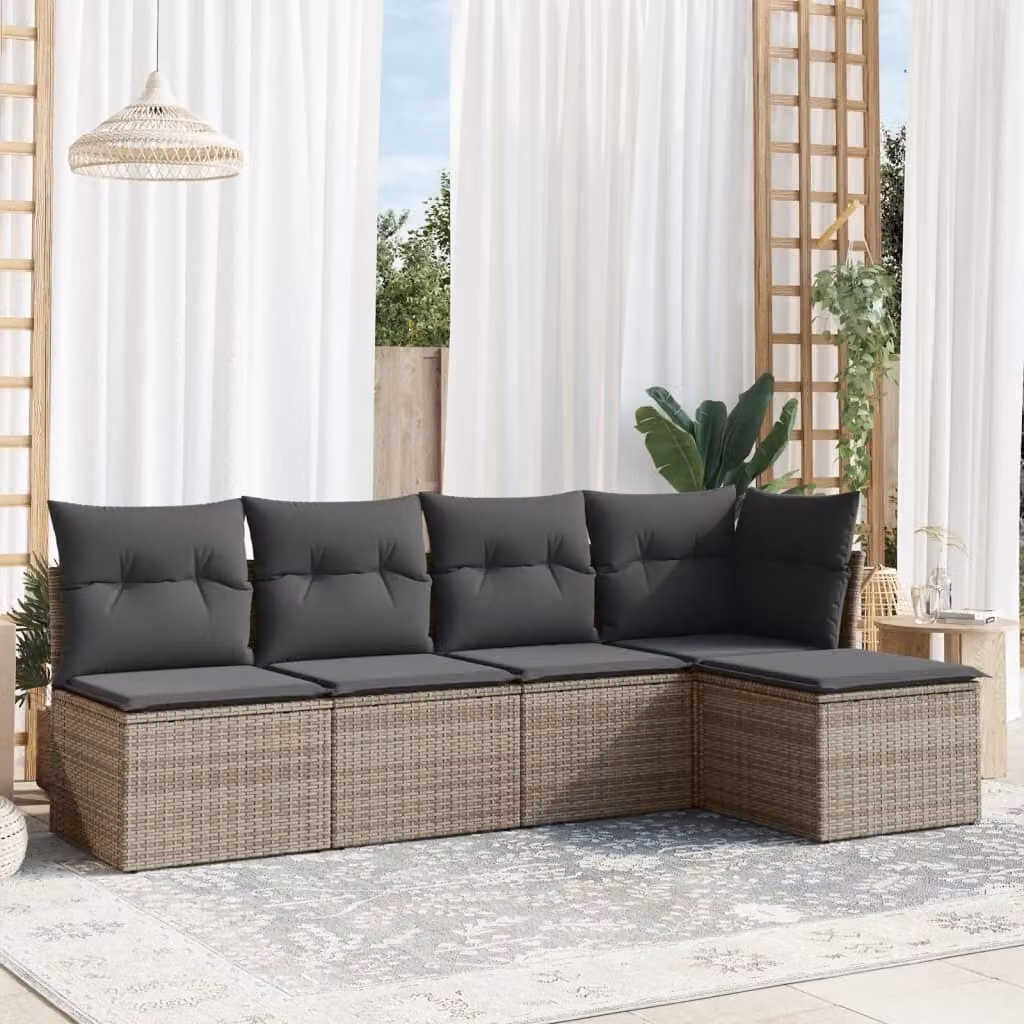 Maison Exclusive - Set divani da giardino 5 pezzi con cuscini grigio polyrattan