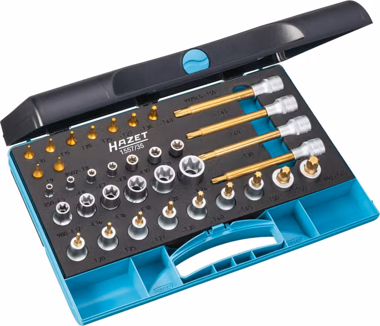 HAZET Werkzeug Satz, 35-Teilig, 1/4 Zoll (6,3 mm) Vierkant , 1/2 Zoll (12,5 mm)