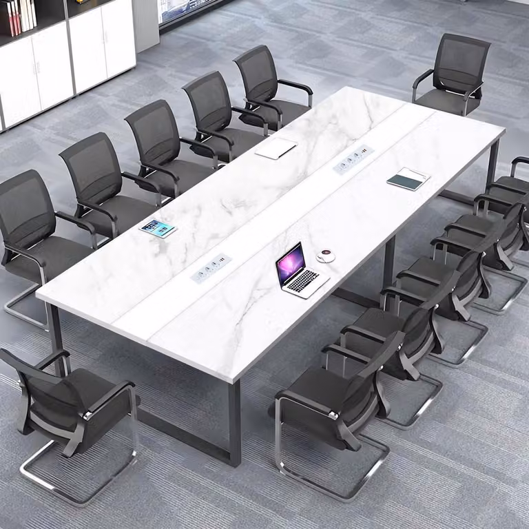 Tavolo da conferenza con sistema di gestione dei cavi, dimensioni 200x80x74 cm, design moderno, ideale per l'ufficio