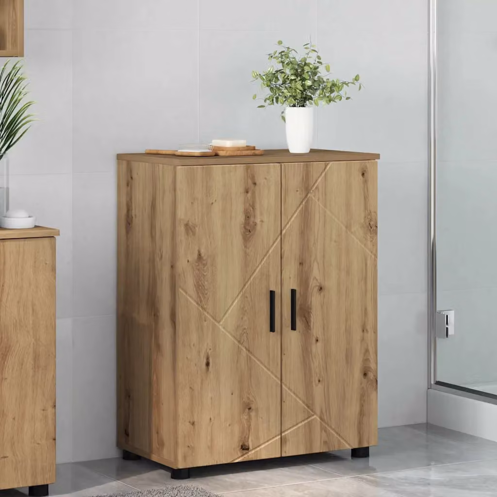 Mobile da bagno moderno vidaXL in rovere marrone con ante a battente L 60 x P 35 x H 80 cm