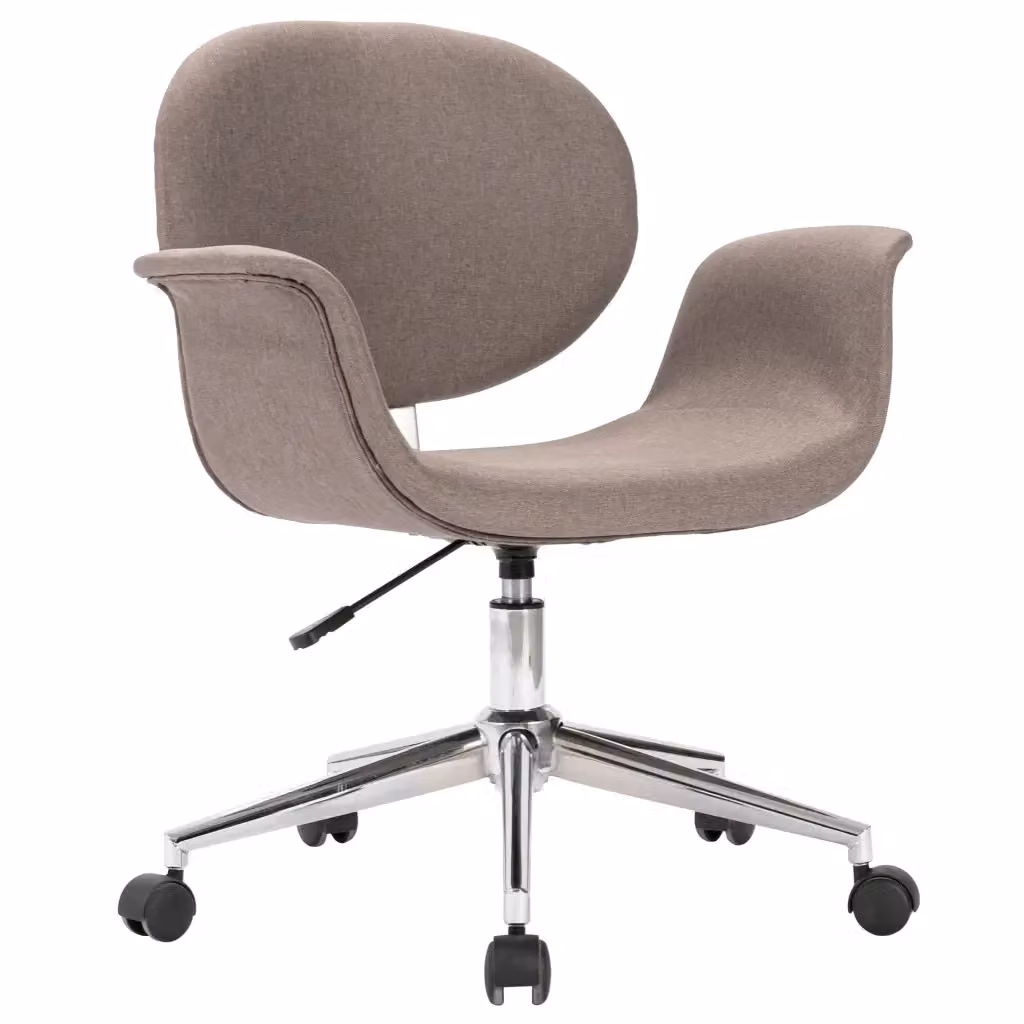 Sedia da Ufficio Girevole Moderna vidaXL in Tessuto Grigio e Beige con Ruote – 2