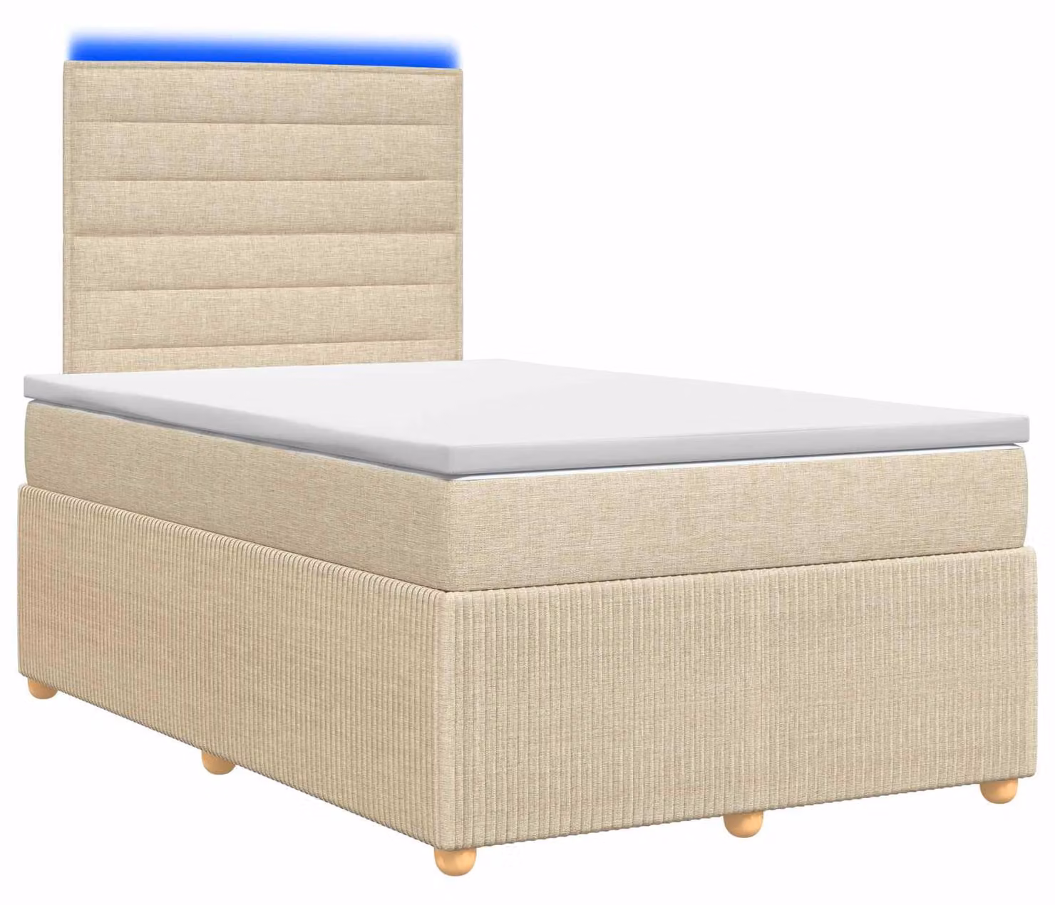 Letto boxspring LED con materasso Crema 120 x 190 cm Tessuto
