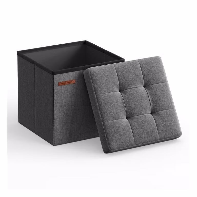 Panca Portaoggetti Pieghevole, Grigio Scuro / 30 x 30 x 30 cm