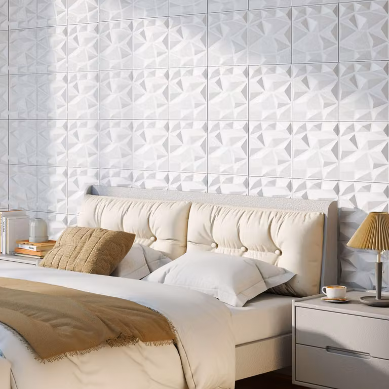 Pacchetto di 50 pannelli murali 3D in PVC ignifugo Costway, colore Bianco, per progetti creativi fai-da-te